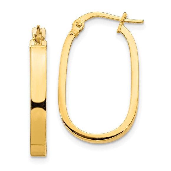 14k Yellow Gold 3x2mm Oval Hoop Earrings 23.81 L x 15.03 mm W